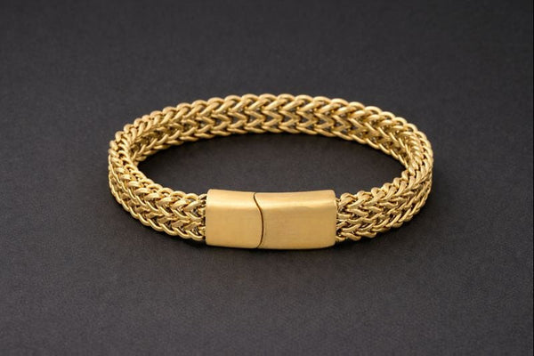 Matte Finish Bracelet for Men – 18K Gold Plated