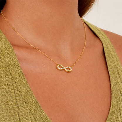 18kt gold polish chain with infinity pendant anti tranish anti allergic for girls