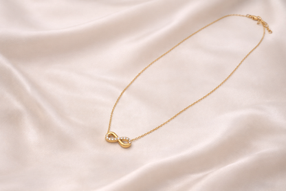 18kt gold polish chain with infinity pendant anti tranish anti allergic for girls