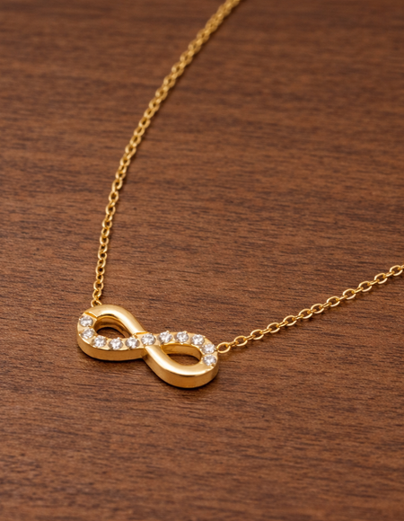 18kt gold polish chain with infinity pendant anti tranish anti allergic for girls