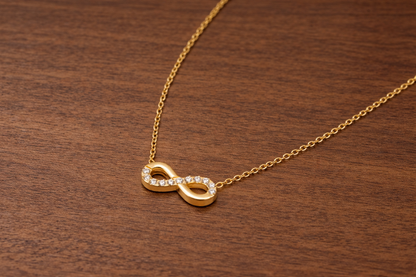 18kt gold polish chain with infinity pendant anti tranish anti allergic for girls