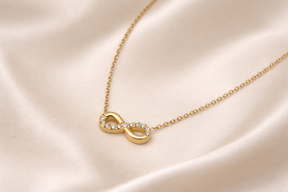 18kt gold polish chain with infinity pendant anti tranish anti allergic for girls