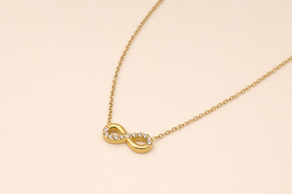 18kt gold polish chain with infinity pendant anti tranish anti allergic for girls