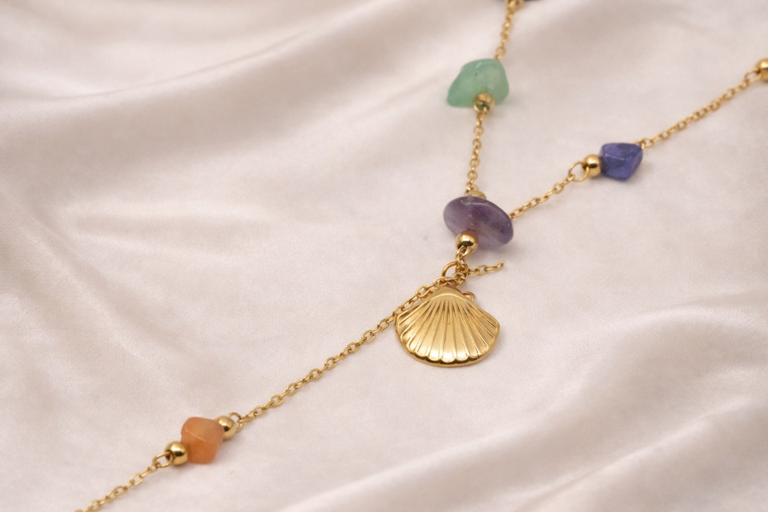 18kt Gold Polish Fancy Necklace with Crystal Anti-Tarnish & Anti-Allergic for Girls