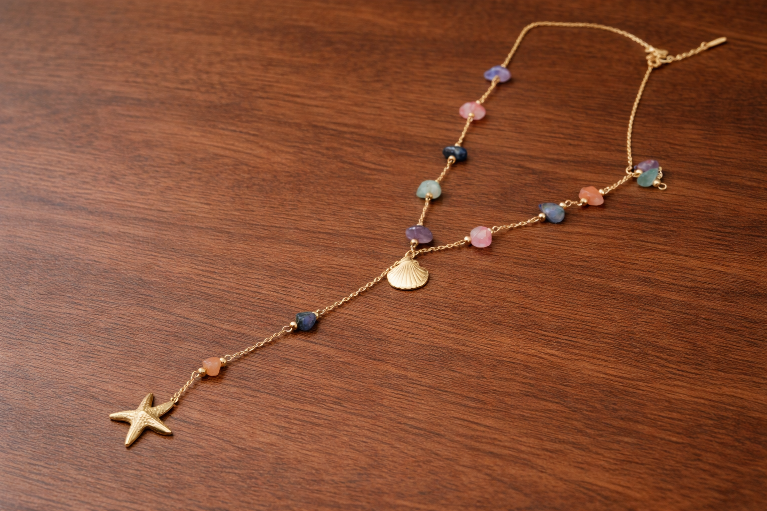 18kt Gold Polish Fancy Necklace with Crystal Anti-Tarnish & Anti-Allergic for Girls
