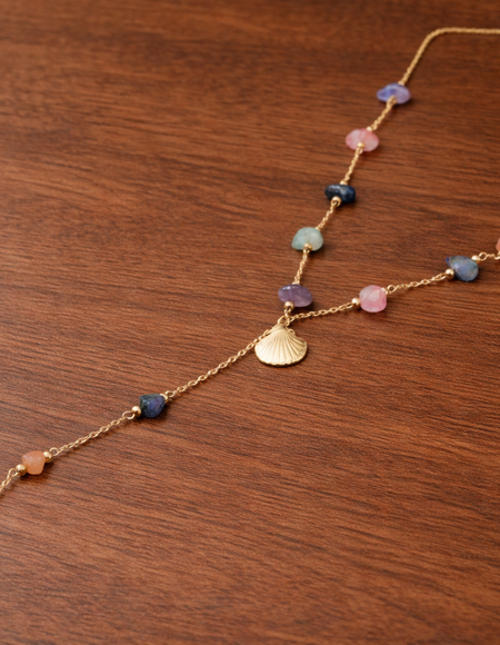 18kt gold polish fancy necklace with crystal anti tarnish anti allergic for girls
