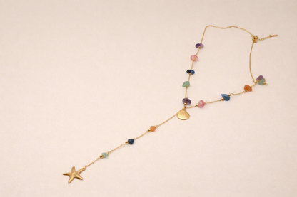 18kt gold polish fancy necklace with crystal anti tarnish anti allergic for girls