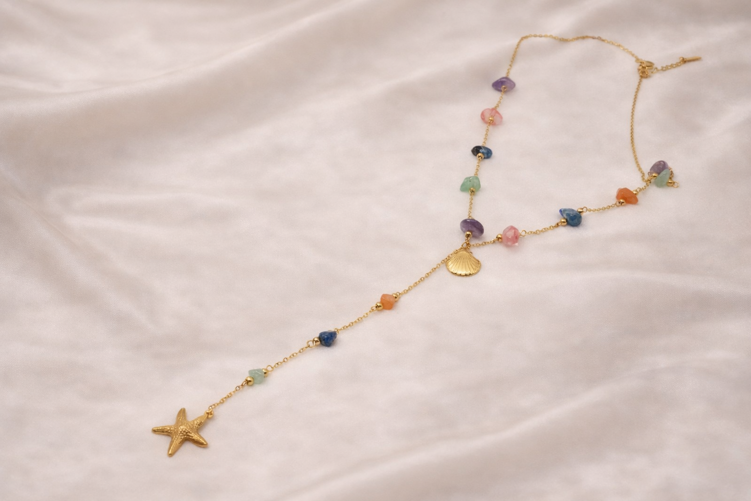 18kt Gold Polish Fancy Necklace with Crystal Anti-Tarnish & Anti-Allergic for Girls