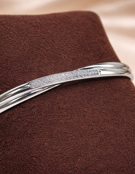 Silver Diamond Chain Cuff Bracelet