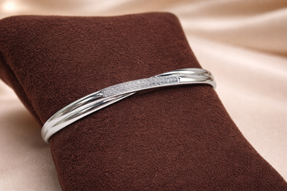 Silver Diamond Chain Cuff Bracelet