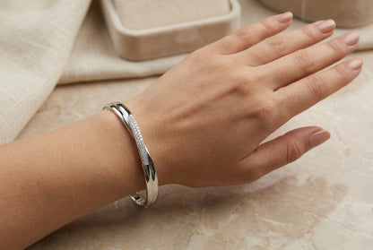 Silver Diamond Chain Cuff Bracelet