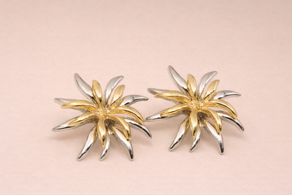 stainless steel siver polish earring with two-tone silver & gold anti tranish anti allergic for girls