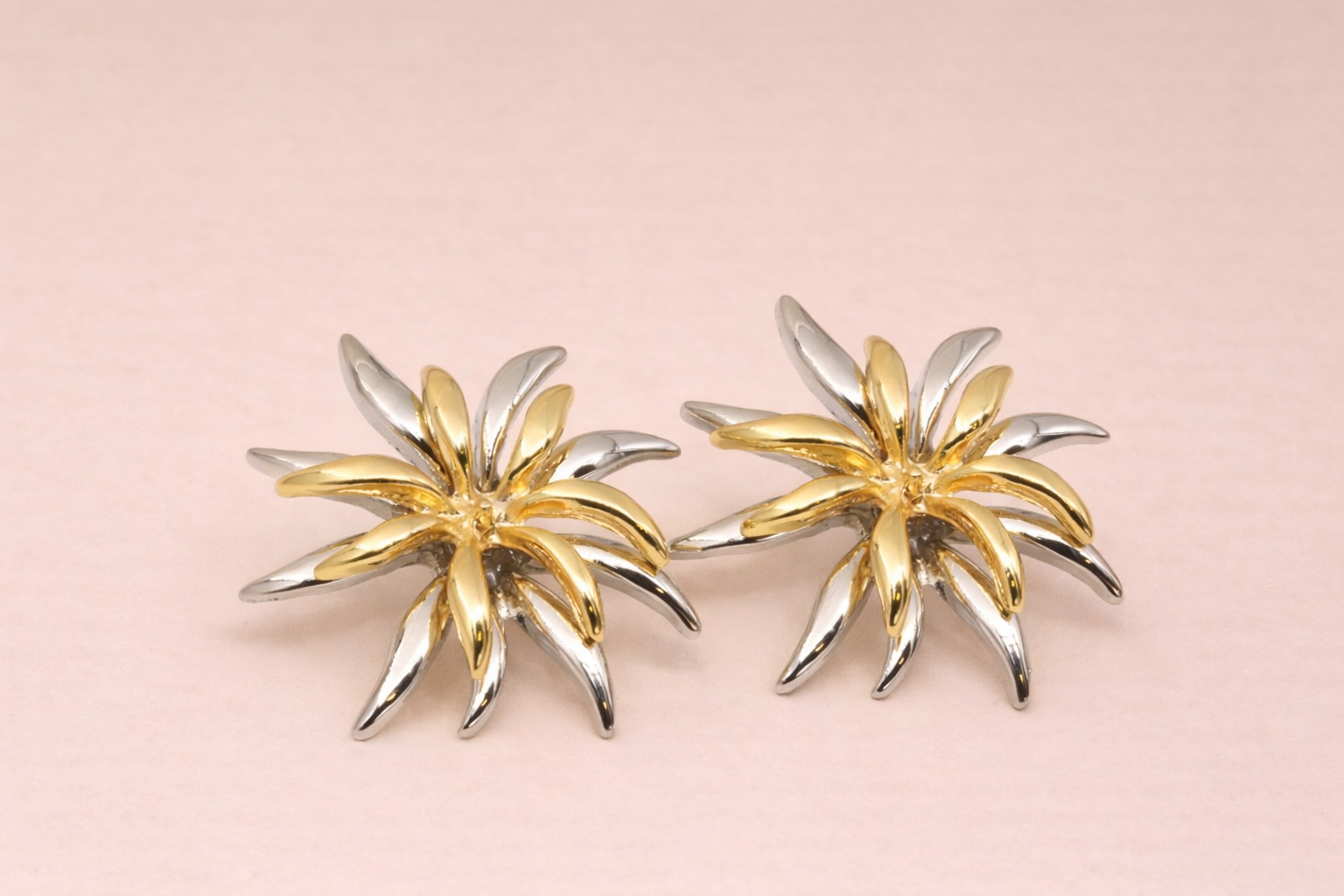 Stainless Steel Silver Polish Earring with Two-Tone Silver & Gold Anti-Tarnish & Anti-Allergic for Girls