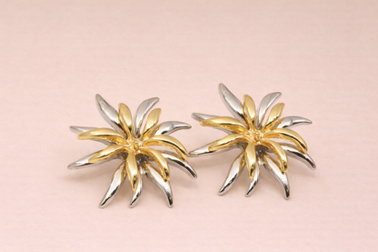 stainless steel siver polish earring with two-tone silver & gold anti tranish anti allergic for girls