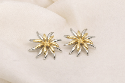 stainless steel siver polish earring with two-tone silver & gold anti tranish anti allergic for girls