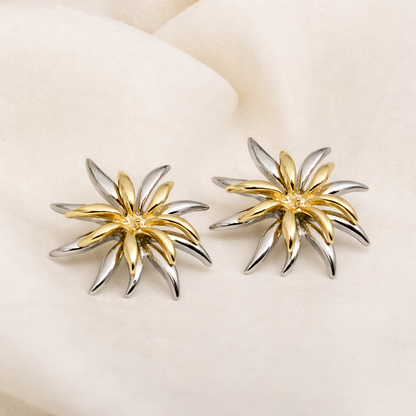 stainless steel siver polish earring with two-tone silver & gold anti tranish anti allergic for girls