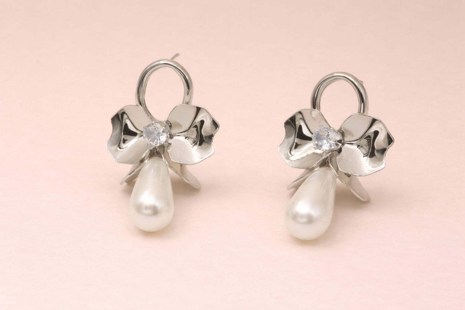 Stainless Steel Silver Polish with Pearl Anti-Tarnish & Anti-Allergic for Girls