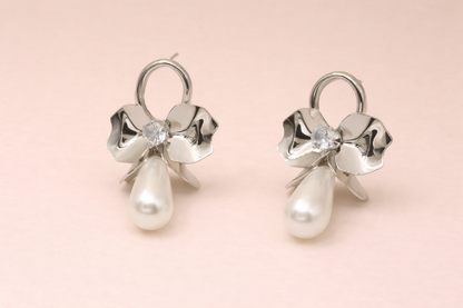 stainless steel silver polish with pearl anti tranish anti allergic for girls