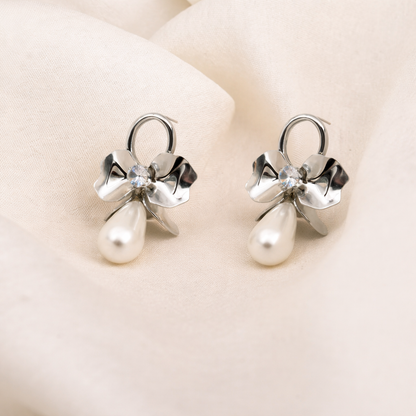 stainless steel silver polish with pearl anti tranish anti allergic for girls