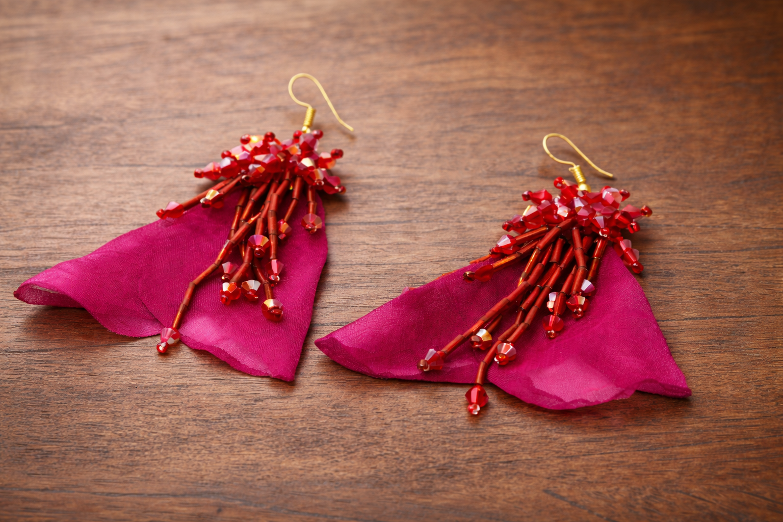 Crystal Beaded & Floral Petal Earring for Women Anti-Tarnish & Anti-Allergic