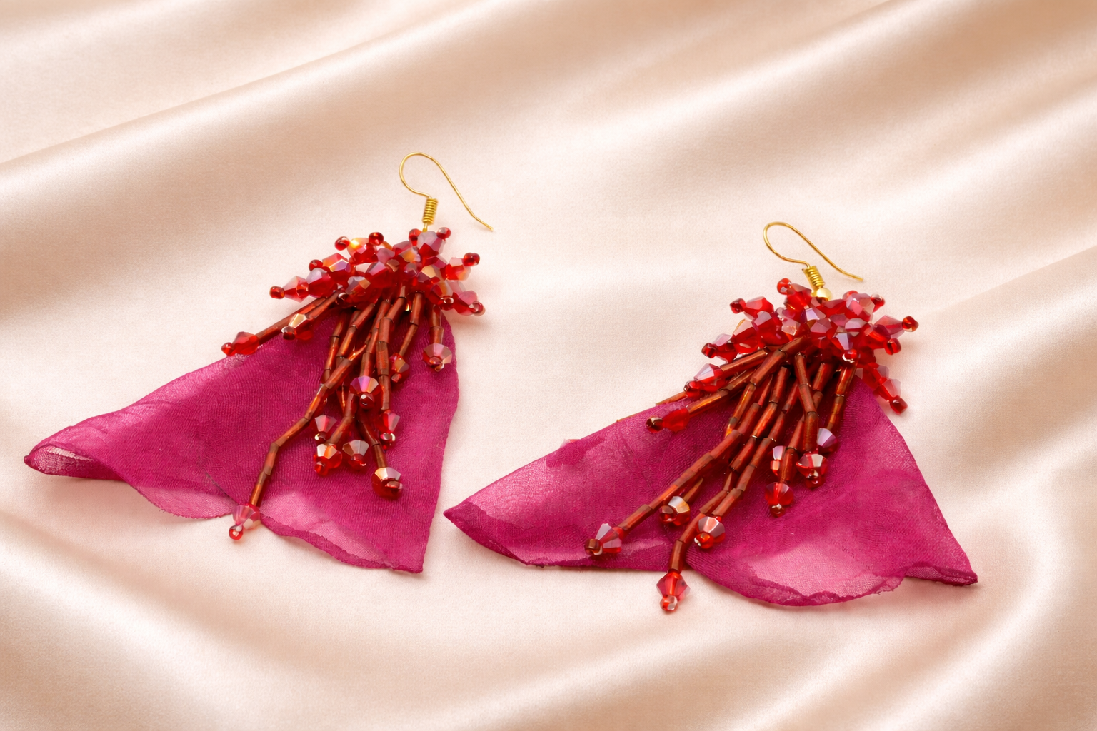 Crystal Beaded & Floral Petal Earring for Women Anti-Tarnish & Anti-Allergic