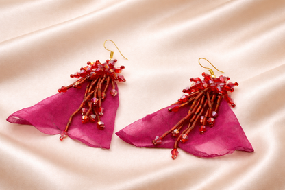 crystal beaded & flored petal earring for women anti tranish anti allergic