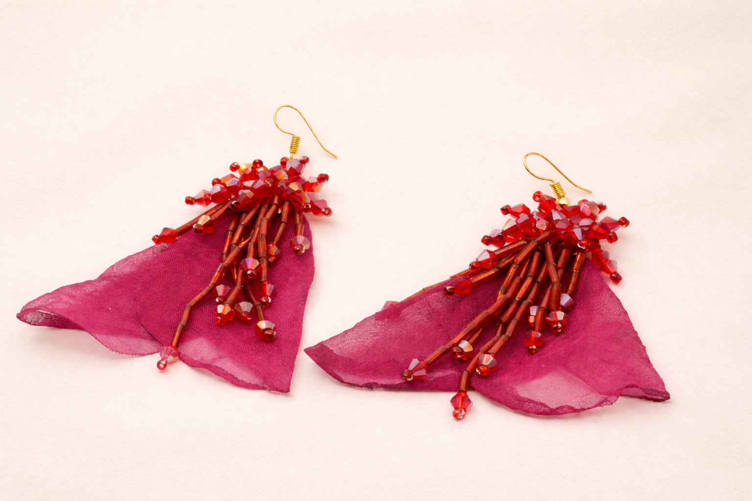 Crystal Beaded & Floral Petal Earring for Women Anti-Tarnish & Anti-Allergic