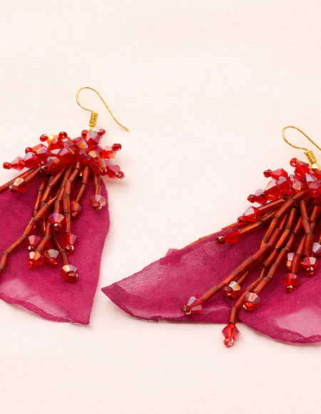 crystal beaded & flored petal earring for women anti tranish anti allergic