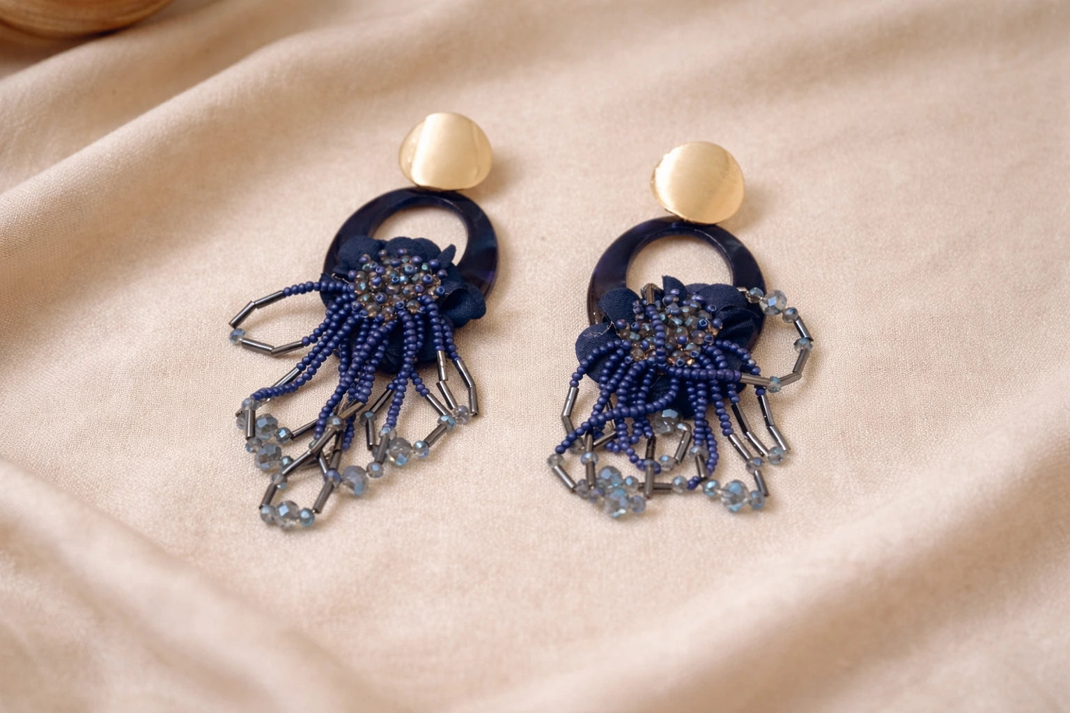 Elegant Blue Beaded Drop Earring for Women Anti-Tarnish & Anti-Allergic