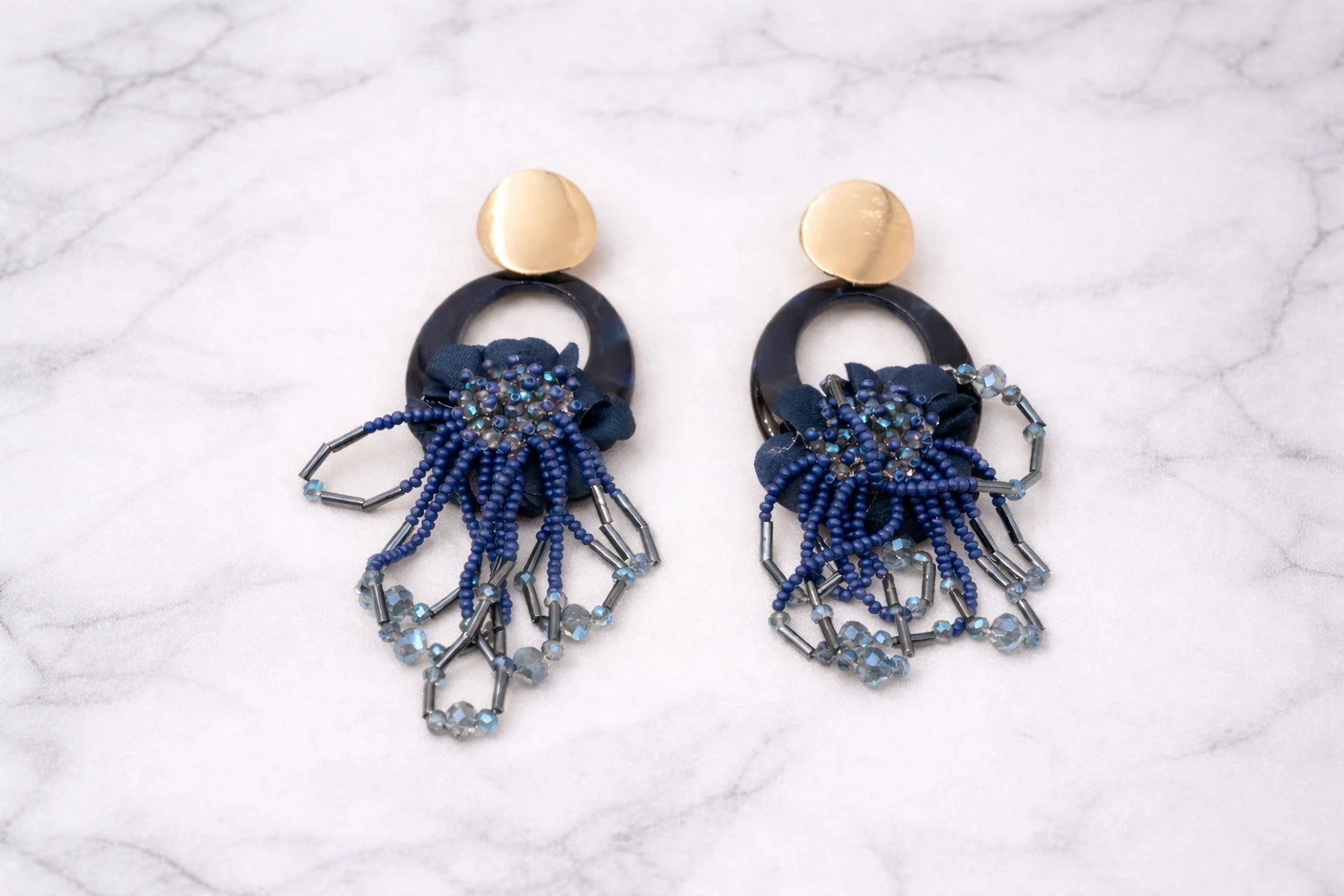Elegant Blue Beaded Drop Earring for Women Anti-Tarnish & Anti-Allergic