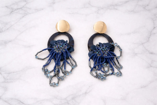 Elegant Blue Beaded Drop Earring for Women