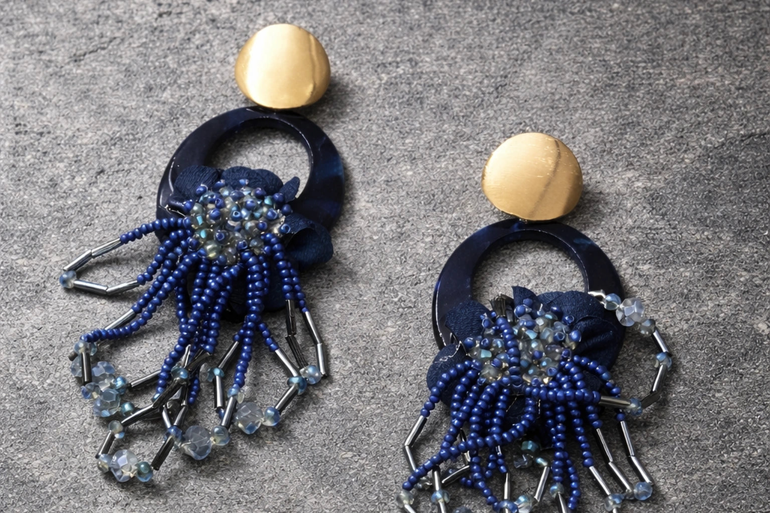 Elegant Blue Beaded Drop Earring for Women Anti-Tarnish & Anti-Allergic