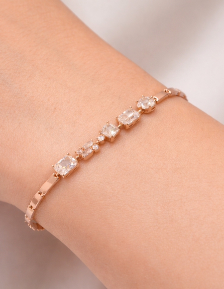 stainless steel silver polish bracelet with swarovski stone anti tarnish anti alllergic for girls