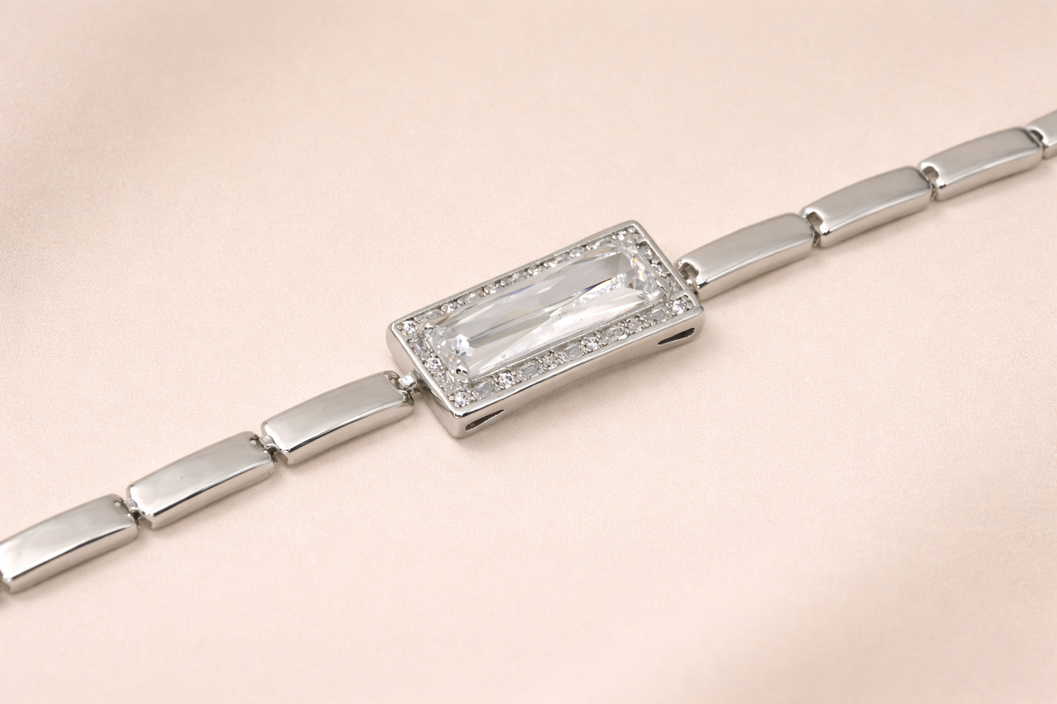 Stainless Steel Silver Polish Bracelet with Swarovski Stone Anti-Tarnish & Anti-Allergic for Girls