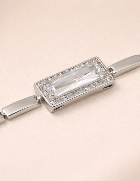stainless steel silver polish bracelet with swarovski stone anti tarnish anti alllergic for girls