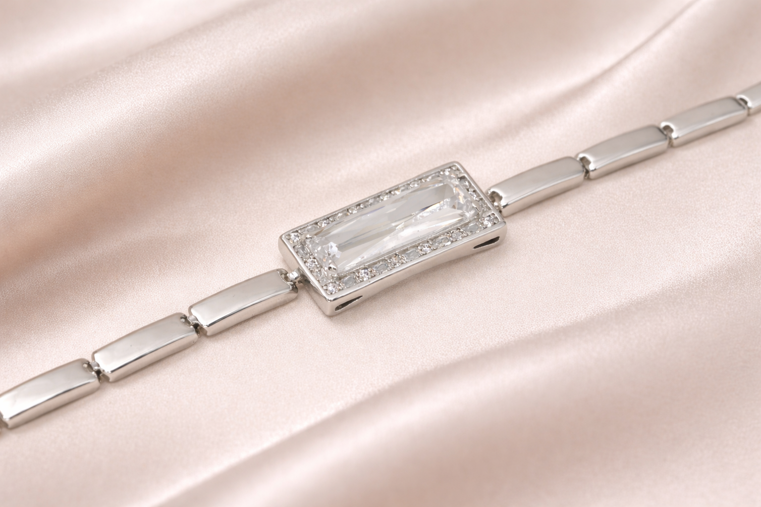 Stainless Steel Silver Polish Bracelet with Swarovski Stone Anti-Tarnish & Anti-Allergic for Girls