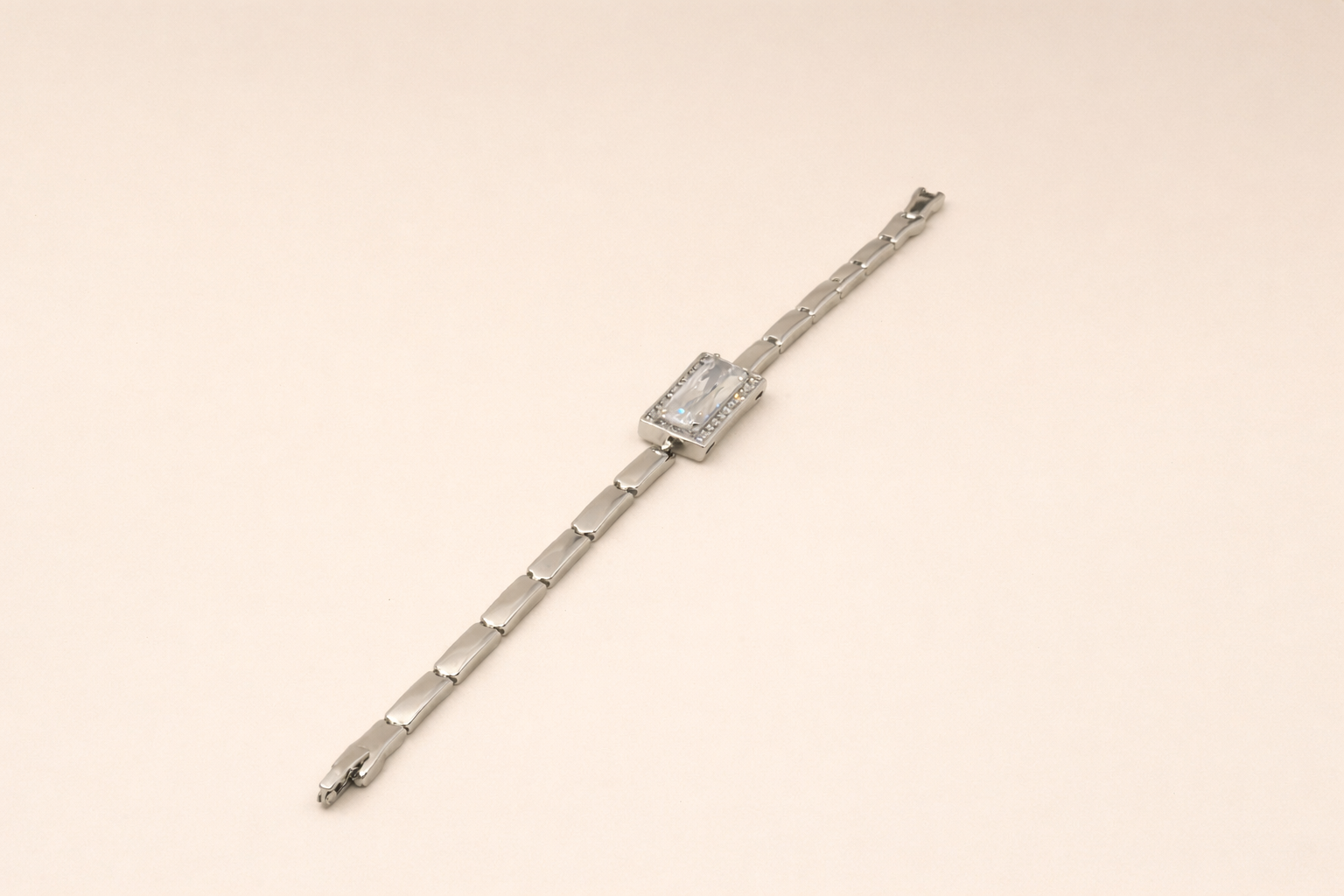 Stainless Steel Silver Polish Bracelet with Swarovski Stone Anti-Tarnish & Anti-Allergic for Girls