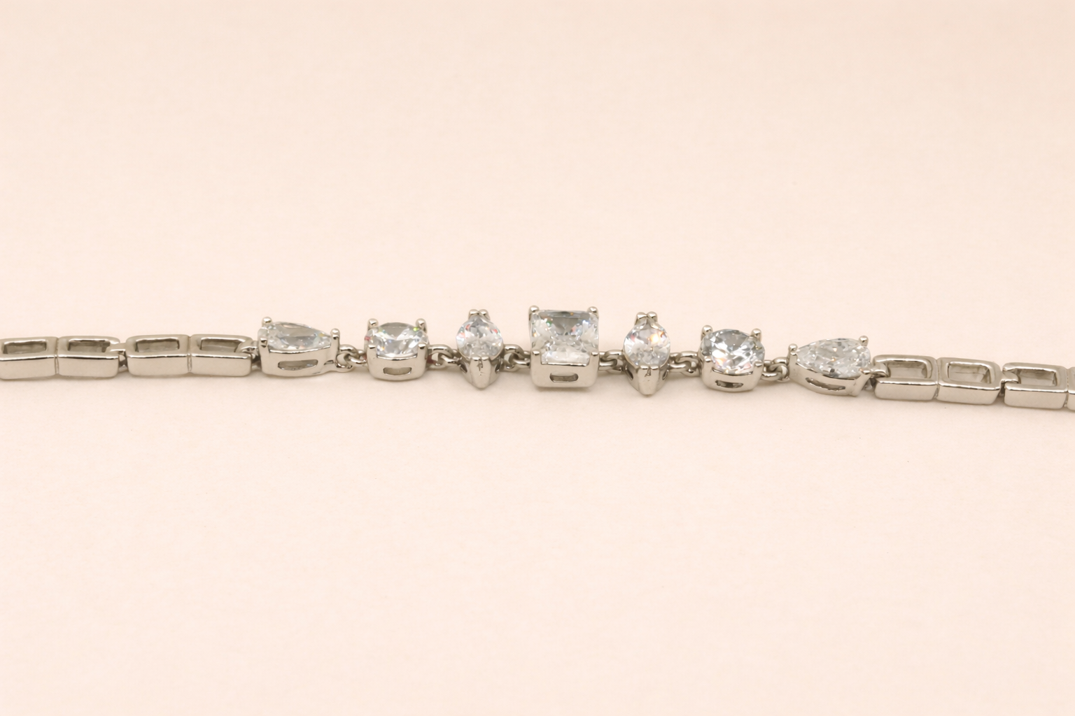 Stainless Steel Silver Polish Bracelet with Diamond Crystal Anti-Tarnish & Anti-Allergic for Girls