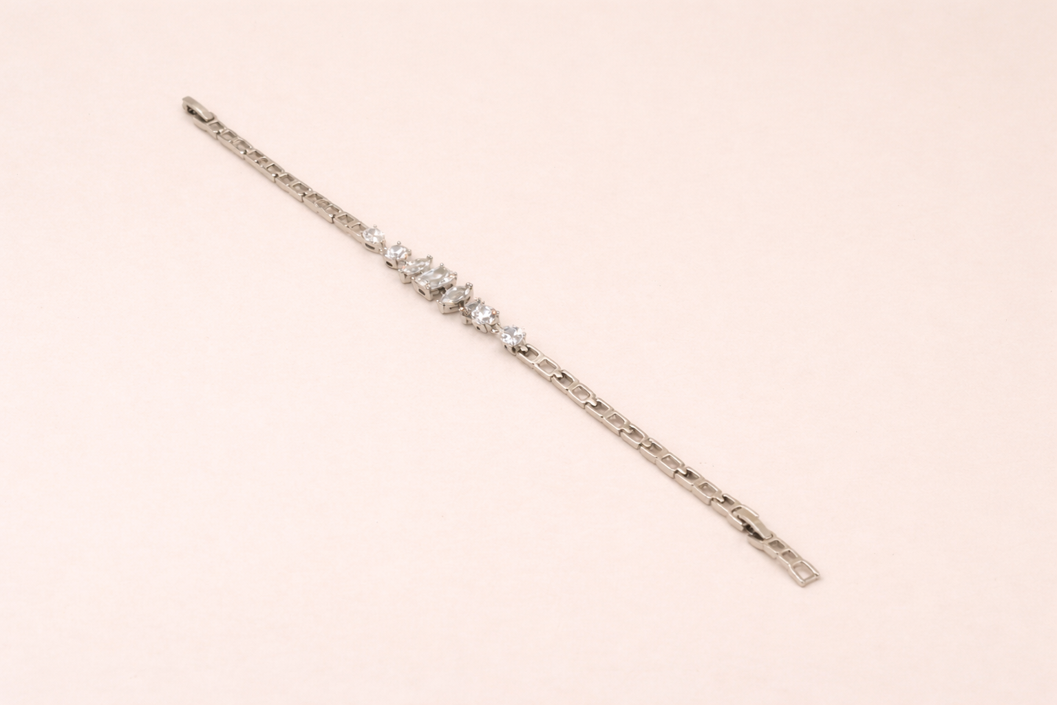 Stainless Steel Silver Polish Bracelet with Diamond Crystal Anti-Tarnish & Anti-Allergic for Girls