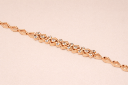 18Kt rose gold plated bracelet with diamond anti tarnish aniti-allergic for girls