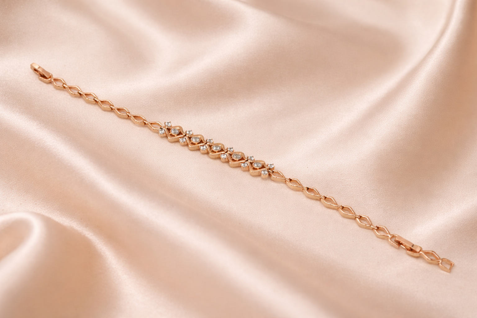 18kt Rose Gold Plated Bracelet with Diamond Anti-Tarnish Anti-Allergic for Girls