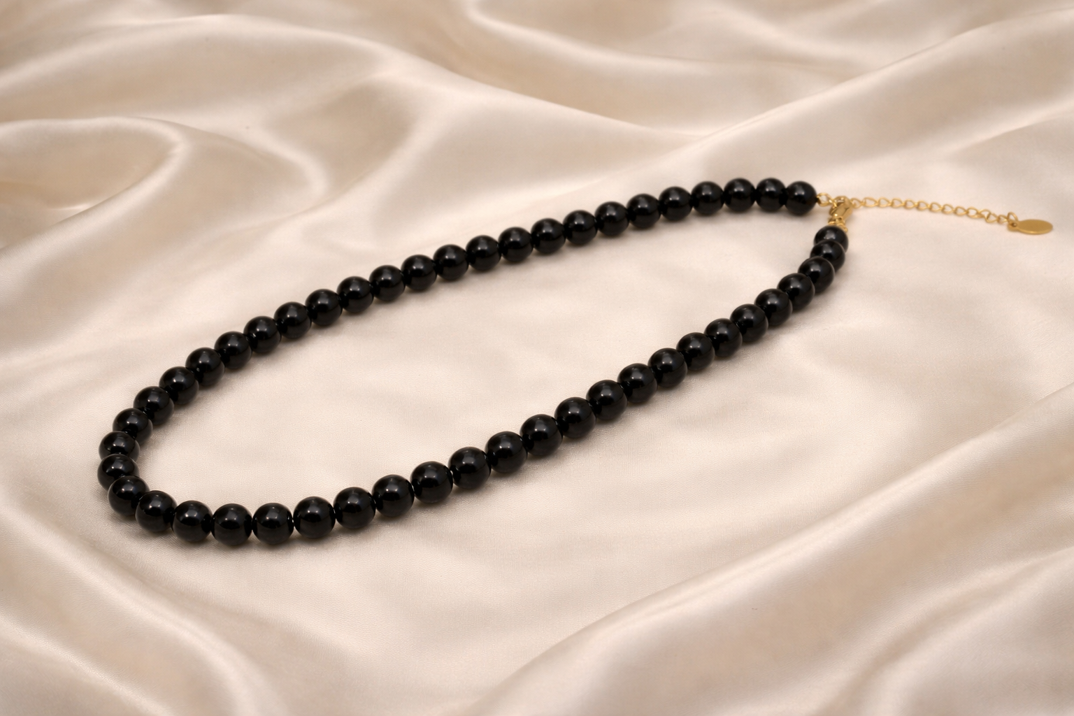 Black Onyx Round Beaded Fancy Necklace for Girls