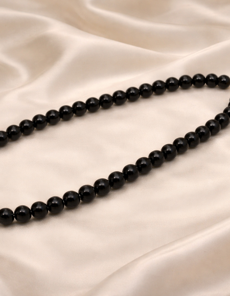 black onyx round beadead fancy necklace for girls