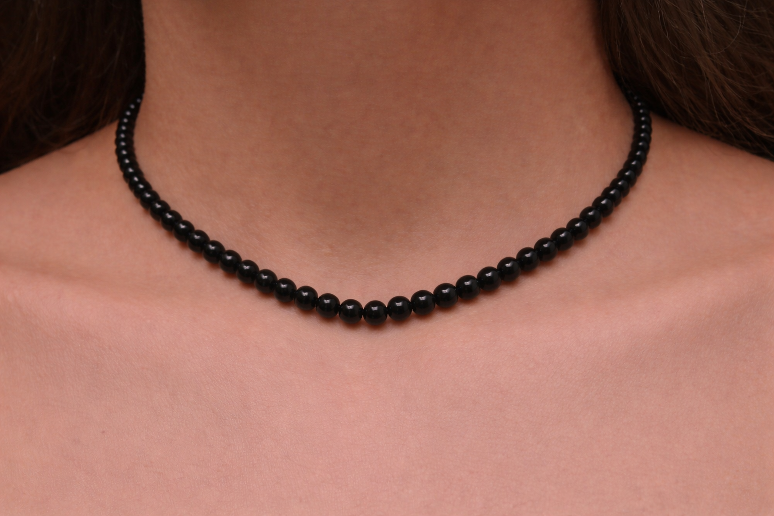 Black Onyx Round Beaded Fancy Necklace for Girls