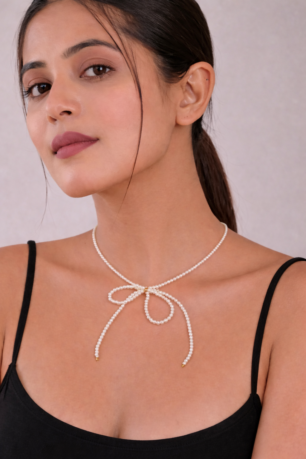 18kt Gold Polish Necklace with White Pearl Anti-Tarnish Anti Anti-Allergic for Girls