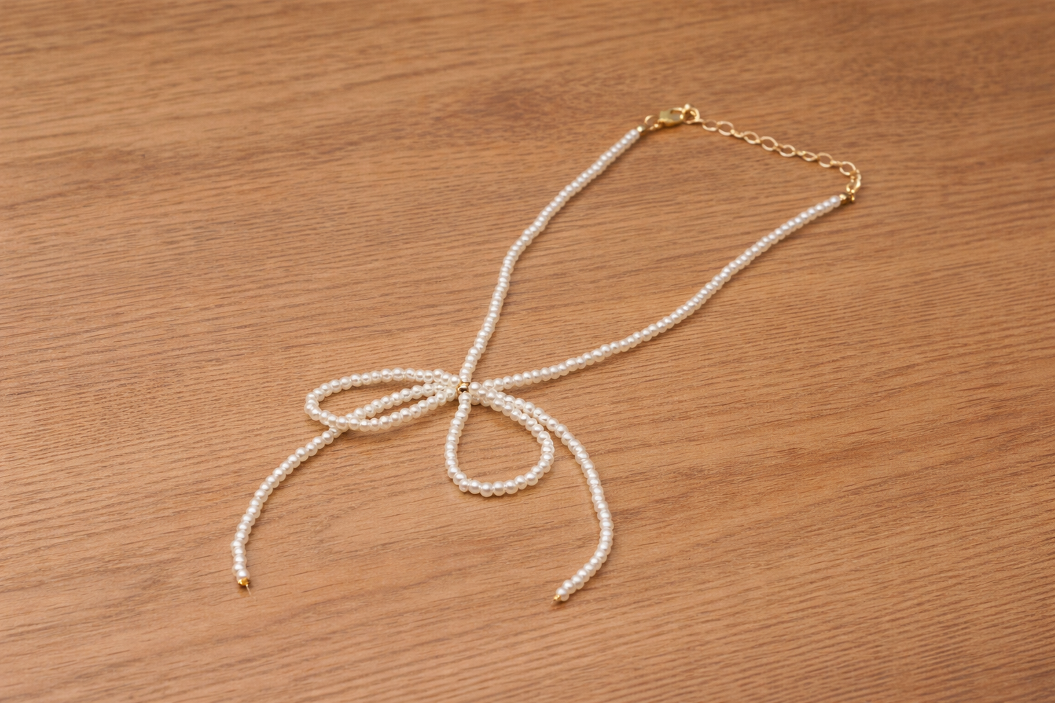 18kt Gold Polish Necklace with White Pearl Anti-Tarnish Anti Anti-Allergic for Girls