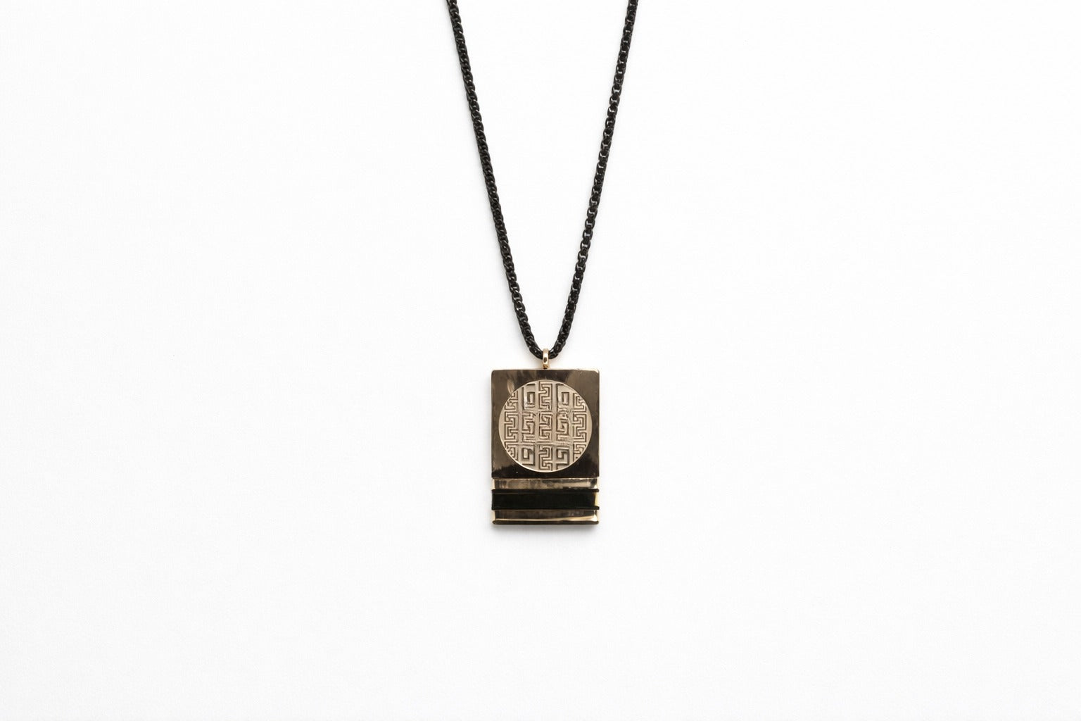 Black Chain with Gold Square Pendant for Women – 18K Gold Plated