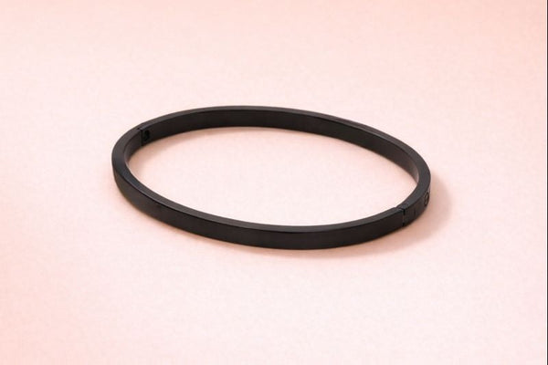 Black Polish Stainless Steel Kada for Men (Style 2)