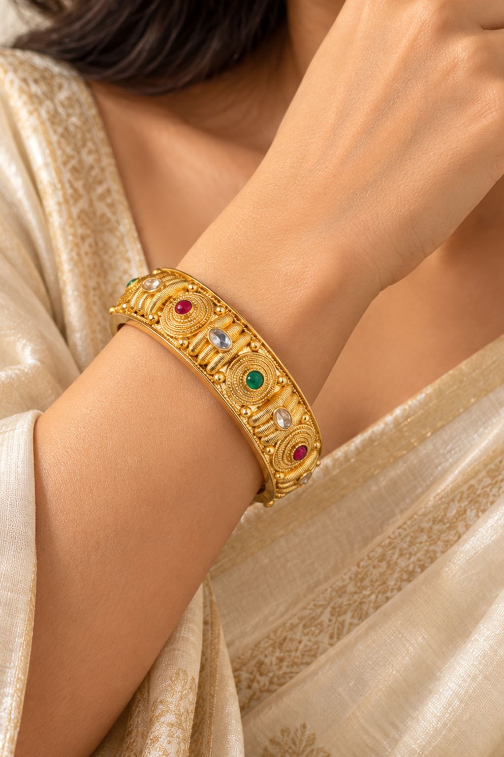 Multi-Stone Gold Bangles