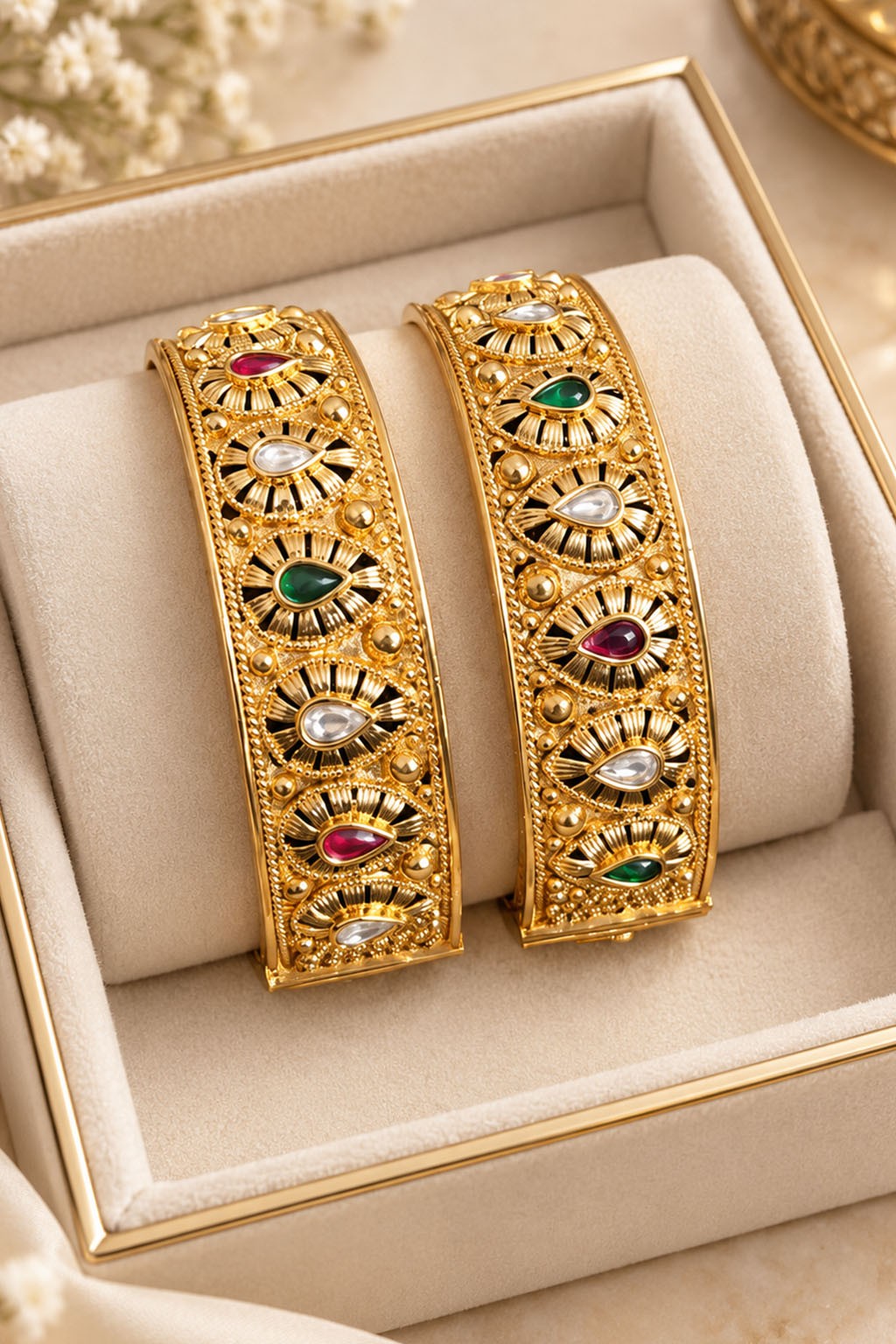 Multi-Stone Gold Bangles (Design 2)